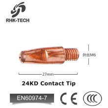 punta de contacto de soldadura de cobre co2 M6x25 para accesorios de antorcha 24AK